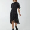 Blouson Wrap Skirt Ruffle Midi Dress -Moda Ulla Shop AW22001B091 109192