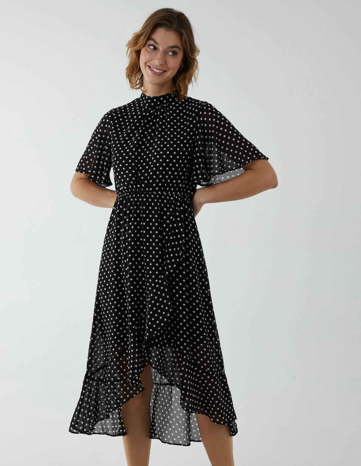 Blouson Wrap Skirt Ruffle Midi Dress 4 Blouson Wrap Skirt Ruffle Midi Dress - Image 2