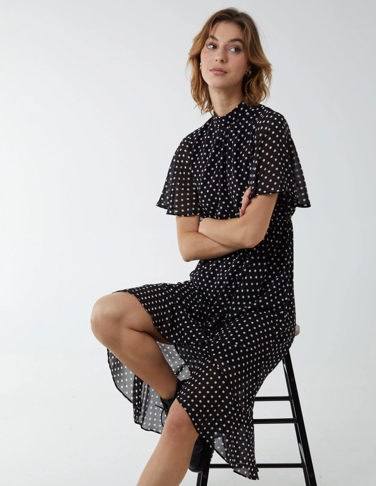 Blouson Wrap Skirt Ruffle Midi Dress 5 Blouson Wrap Skirt Ruffle Midi Dress - Image 3