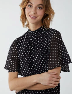 Blouson Wrap Skirt Ruffle Midi Dress 10 Blouson Wrap Skirt Ruffle Midi Dress -Moda Ulla Shop AW22001B091 109195