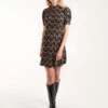 Puff Sleeve Swing Mini Dress -Moda Ulla Shop AW24005 BLACK36