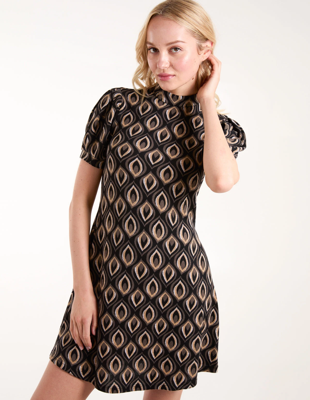 Puff Sleeve Swing Mini Dress 4 Puff Sleeve Swing Mini Dress - Image 2