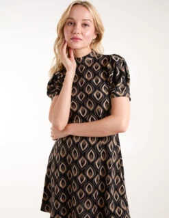 Puff Sleeve Swing Mini Dress 8 Puff Sleeve Swing Mini Dress -Moda Ulla Shop AW24005 BLACK38