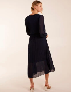 Wrap Front Pleated Maxi Dress 9 Wrap Front Pleated Maxi Dress -Moda Ulla Shop BV1935 NAVY 14989