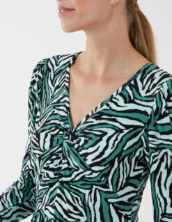 Twist Front Midi Dress -Moda Ulla Shop BV222810 GREEN 88