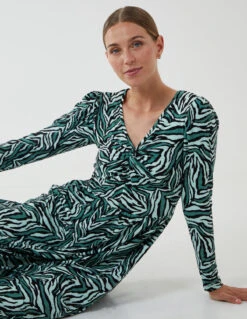 Twist Front Midi Dress -Moda Ulla Shop BV222810 GREEN 90