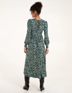 Smock Front Midi Dress -Moda Ulla Shop BV222811 GREEN 4