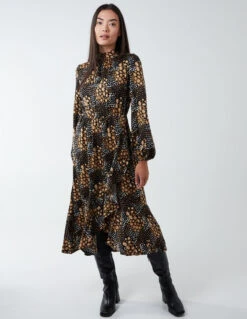 Blouson Elasticated Wrap Midi Dress -Moda Ulla Shop BV222834003 87984