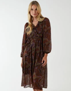 Frilled Wrap Midi Dress