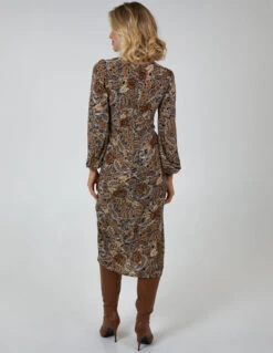 Ruched Midi Dress With Balloon Sleeve -Moda Ulla Shop BV222838 CHOCOLATE 40 83d82ffb f23b 4ae8 96a8 c9ac617d15d4