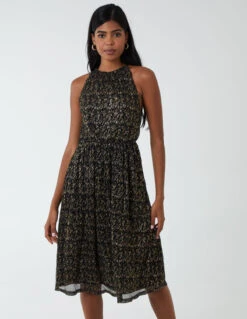 Blouson Halter Neck Midi Dress 8 Blouson Halter Neck Midi Dress -Moda Ulla Shop BV222858 GOLD 67