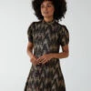 Foil Zig Zag Puff Sleeve Swing Dress -Moda Ulla Shop BV222859 BRONZE 81 1 3a403f58 9aaf 4eeb aa74 80053591a30d