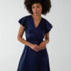 Double Angel Sleeve Wrap Dress -Moda Ulla Shop BV222862 NAVY 164
