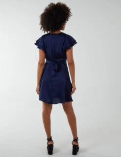 Double Angel Sleeve Wrap Dress -Moda Ulla Shop BV222862 NAVY 166