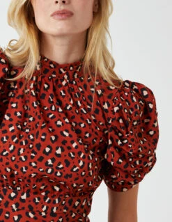 Leopard Print Ruched Side Midi Dress -Moda Ulla Shop BV222889025 87973