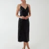 Wrap Front Cami Midi Dress 2 Wrap Front Cami Midi Dress -Moda Ulla Shop BV222908 BLACK 1