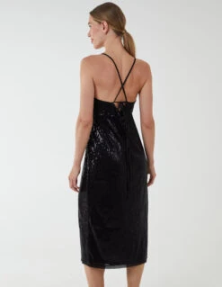 Wrap Front Cami Midi Dress -Moda Ulla Shop BV222908 BLACK 5