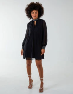 Shift Diamante Collar Midi Dress -Moda Ulla Shop BV222911 BLACK 128