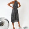 Blouson Elasticated Halter Midi Dress -Moda Ulla Shop BV222922