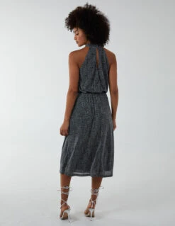 Blouson Elasticated Halter Midi Dress 11 Blouson Elasticated Halter Midi Dress -Moda Ulla Shop BV222922 SILVER 125