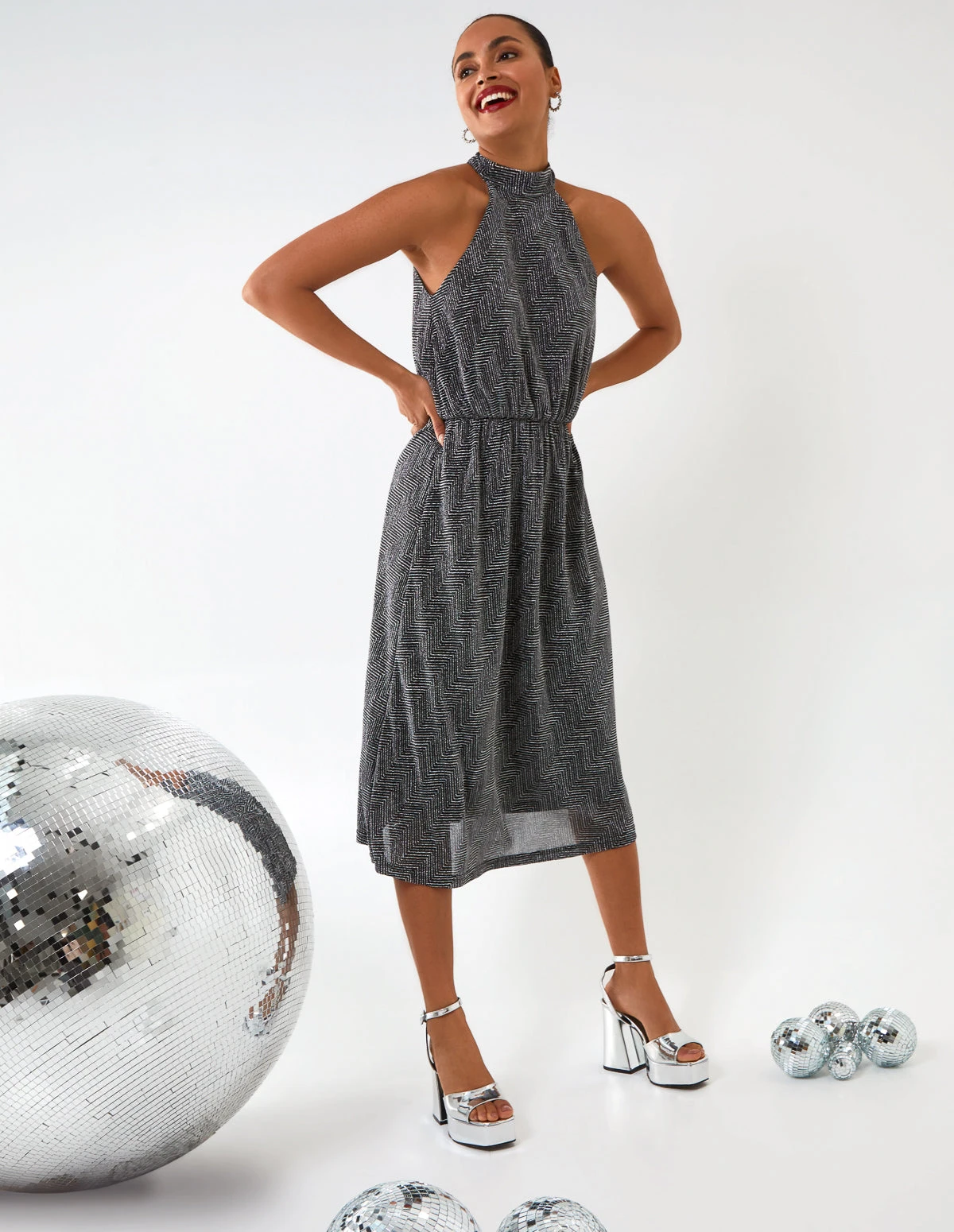 Blouson Elasticated Halter Midi Dress 3 Blouson Elasticated Halter Midi Dress