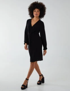 Lurex Tie Back Dress -Moda Ulla Shop BV222923 BLACK 56