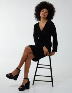 Lurex Tie Back Dress -Moda Ulla Shop BV222923 BLACK 60