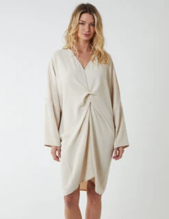Twist Front Tunic Dress 8 Twist Front Tunic Dress -Moda Ulla Shop BV2280 STONE 4527