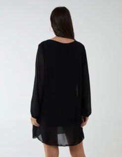 Chevron Pleat Detail Dress -Moda Ulla Shop BV2335 BLACK 115