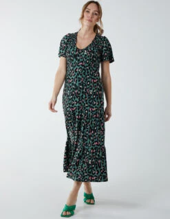 Shirred Bodice Midi Tier Dress 8 Shirred Bodice Midi Tier Dress -Moda Ulla Shop BV233814 GREEN 8506