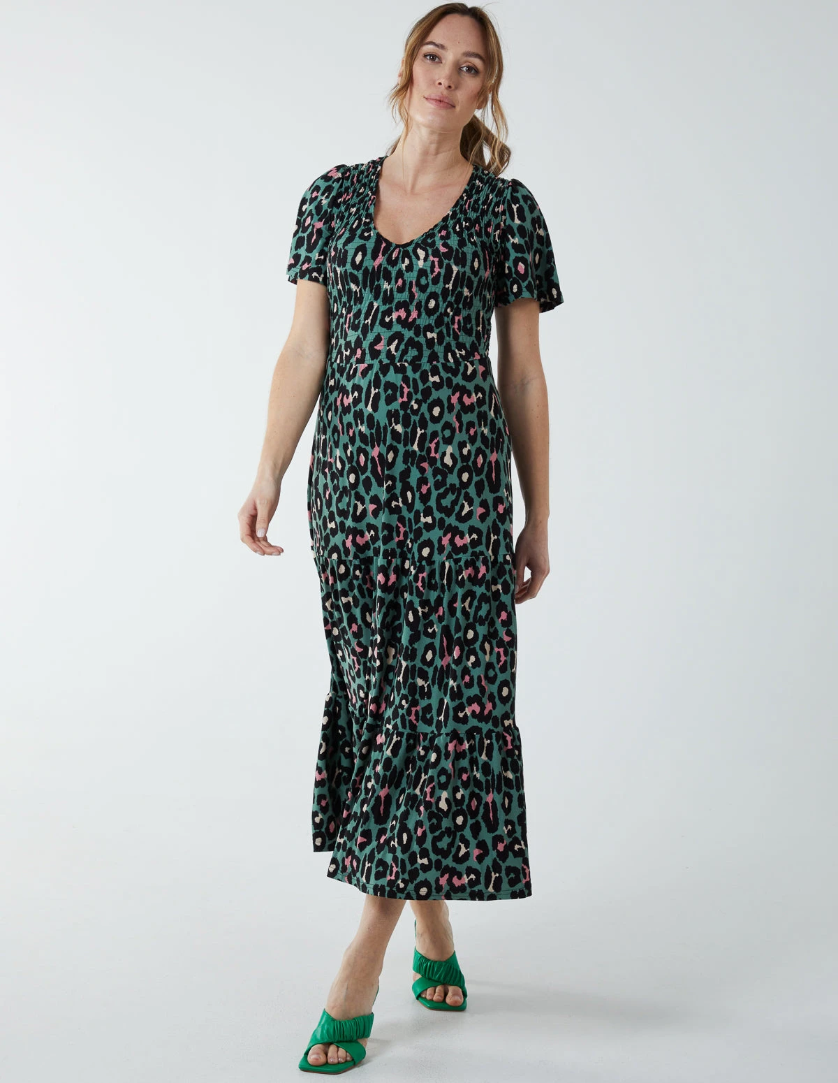 Shirred Bodice Midi Tier Dress 5 Shirred Bodice Midi Tier Dress - Image 3