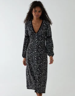 Lace Trimmed Midi Dress