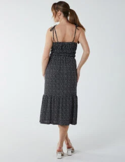 Strappy Elasticated Button Through Midi Dress -Moda Ulla Shop BV233830 BLACK 8090