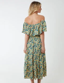 Bardot Ruffle Shoulder Midi Dress -Moda Ulla Shop BV233842 BLUE 3895