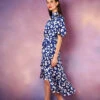 Angel Sleeve Wrap Ruffle Midi Dress -Moda Ulla Shop BV233859 BLUE 13734