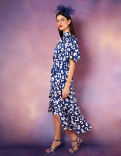 Angel Sleeve Wrap Ruffle Midi Dress