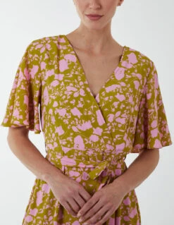 Ruffle Wrap Midi Dress -Moda Ulla Shop BV233861 LIME 3