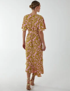 Ruffle Wrap Midi Dress -Moda Ulla Shop BV233861 LIME 4