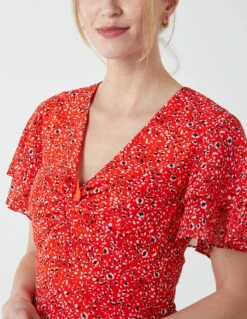 Knot Front Mini Dress 7 Knot Front Mini Dress -Moda Ulla Shop BV233875 RED 4532