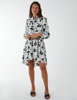 Mandarin Collar High Low Mini Dress 9 Mandarin Collar High Low Mini Dress -Moda Ulla Shop BV233882 CREAM 0444