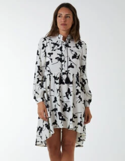 Mandarin Collar High Low Mini Dress