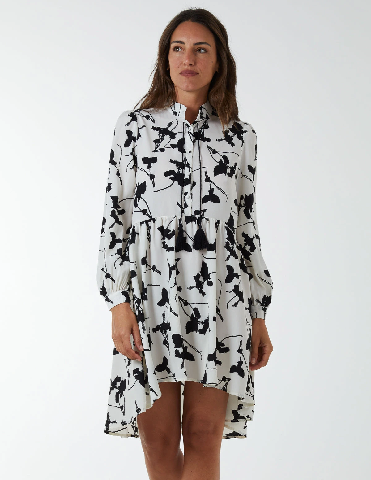 Mandarin Collar High Low Mini Dress 3 Mandarin Collar High Low Mini Dress