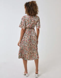 Wrap Front Pleated Hem Dress With Angel Sleeves -Moda Ulla Shop BV233886 BLACK 1