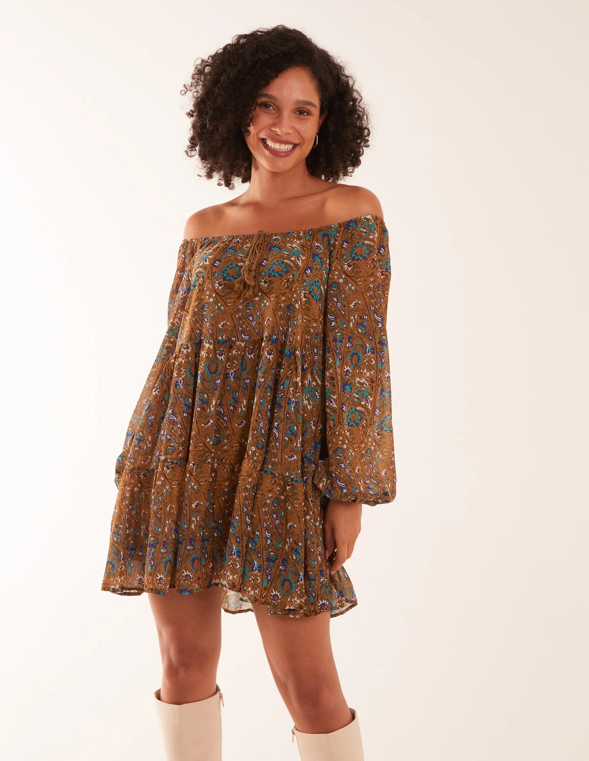 Bardot Neck Mini Trapeze Dress 5 Bardot Neck Mini Trapeze Dress - Image 3