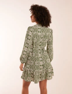 Long Sleeve Mini Shirt Dress -Moda Ulla Shop BV233891 KHAKI 10039