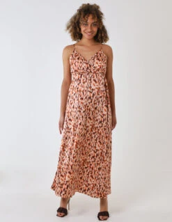 Strappy Wrap Over Midi Dress -Moda Ulla Shop BV233896 BROWN 32