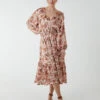 Balloon Sleeve Midi Dress 2 Balloon Sleeve Midi Dress -Moda Ulla Shop BV233901 PINKPATTERN 4459