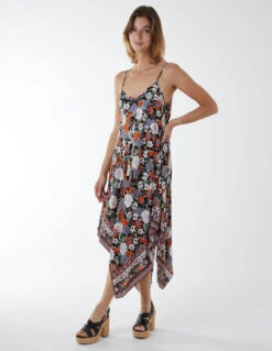 Hanky Hem Cami Strap Dress -Moda Ulla Shop BV233923091 BLACKPATTERN 5158 1