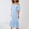 Bardot Button Through Midi Dress -Moda Ulla Shop BV233927 LIGHTBLUE 16