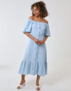 Bardot Button Through Midi Dress -Moda Ulla Shop BV233927 LIGHTBLUE 17